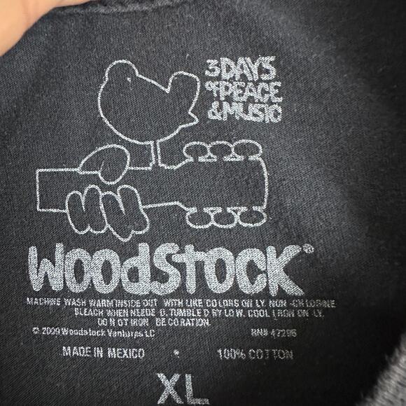 Woodstock Shirt Mens XL Black Partridge Guitar Neck 3 Days of Peace Music - Picture 4 of 9